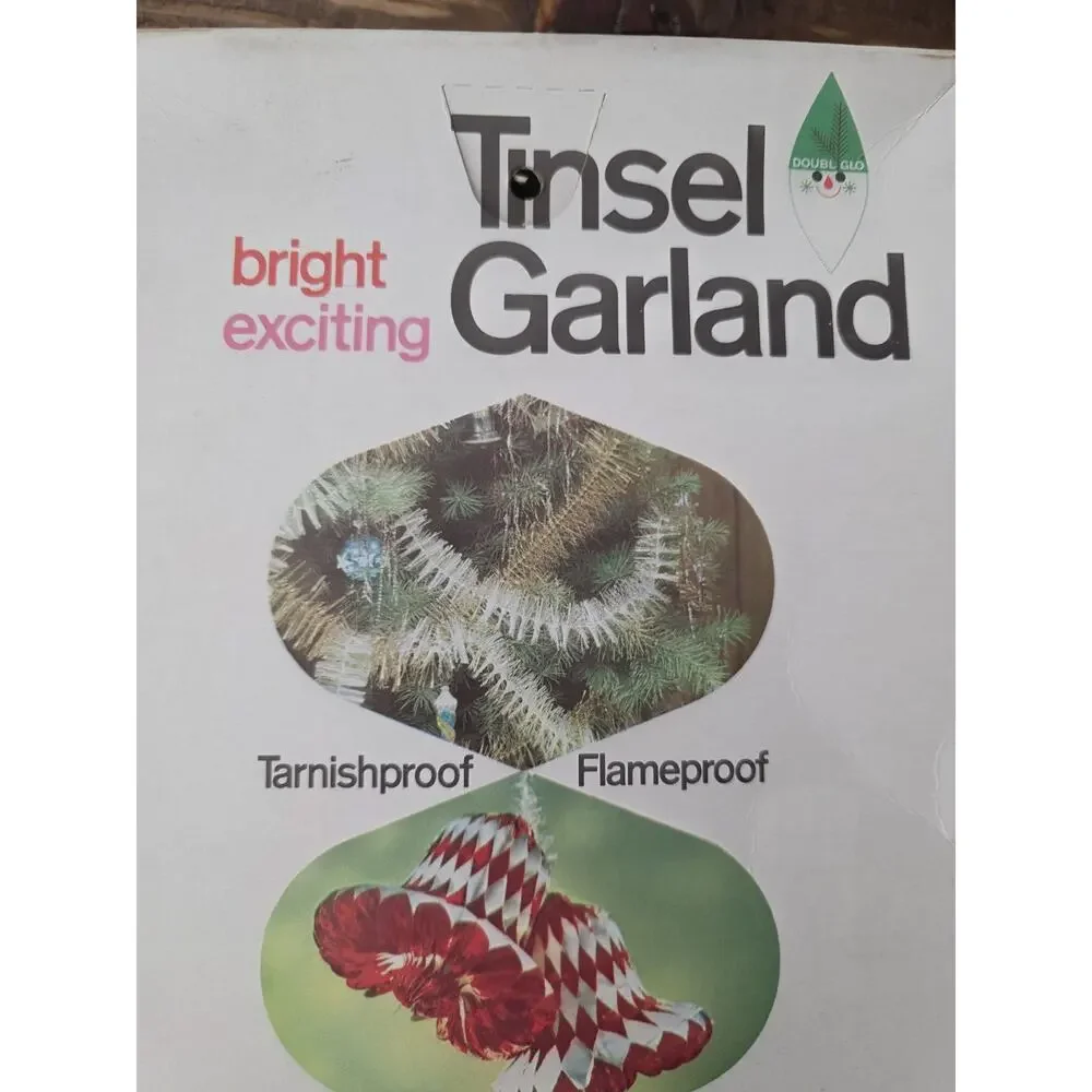 Vintage Tinsel Garland Bright Exciting Gold 1968 in Original Box 45 Ft Christmas